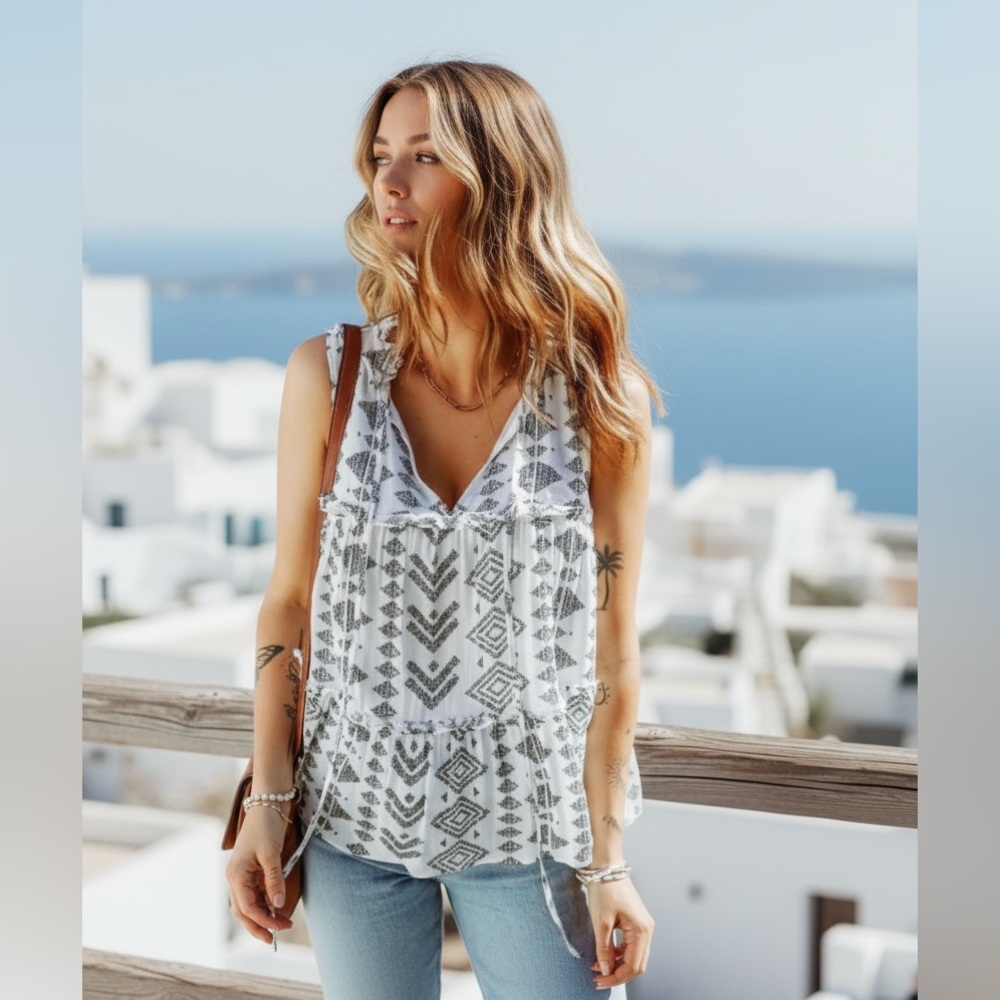 Zen Lily Breezy Unique Boho Chic Swing Top•XL
